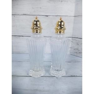 MIKASA Diamond Fire Salt & Pepper Shaker Set With gold tone tops - No Box